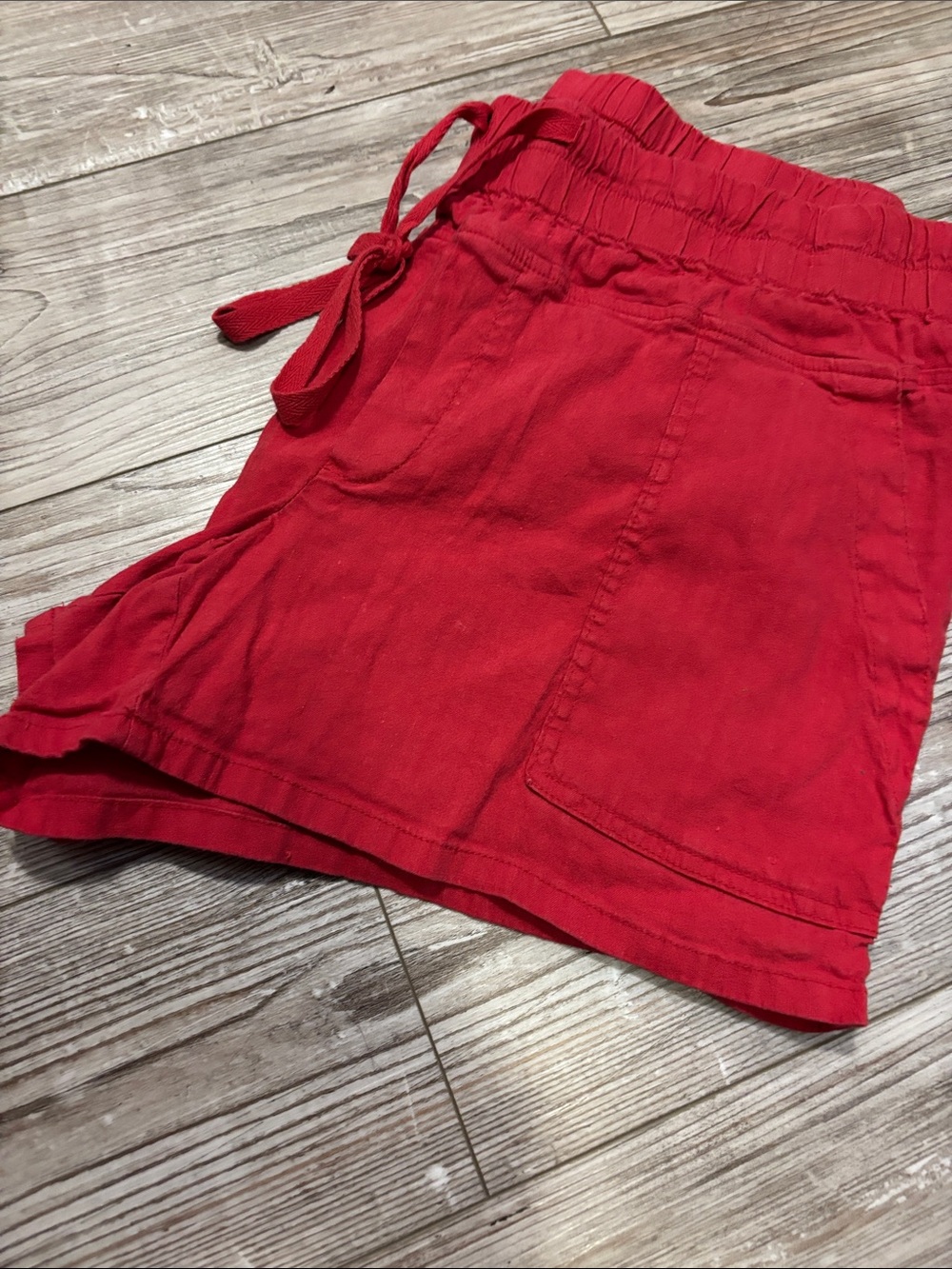 Kut from the Kloth Red Linen-Blend Drawstring Shorts